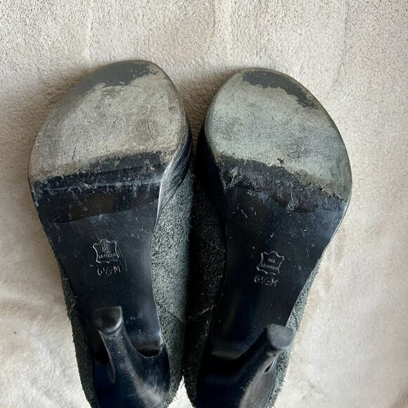 Tory Burch Hamila Dark Gray Distressed Suede Lace Up High Heel Booties Women 6.5 - Picture 15 of 16